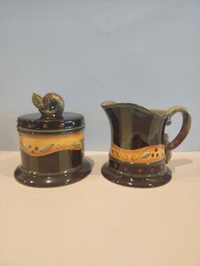 New~2002~Demdaco~CHOCOLATE BERRIES~Sugar & Creamer Set~Deb Hrabik